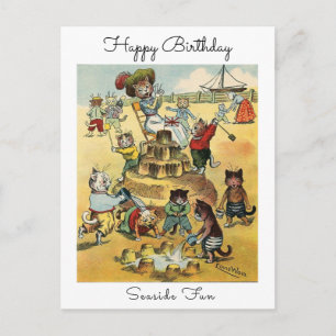Carte Postale Amusement au bord de la mer Chat mischievous victo