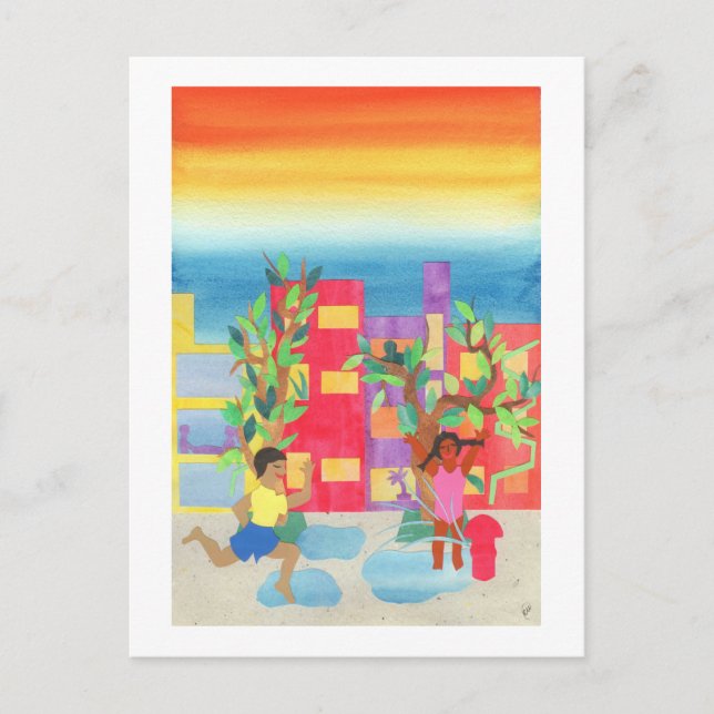 Carte Postale Amusement de rue d'été (Devant)