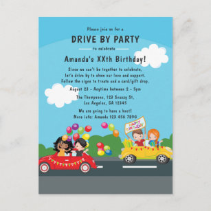 Carte Postale Amusement Drive By Birday Parade Party