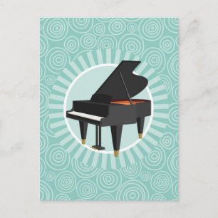 Carte Postale Amusement Piano Tourbillon de Musique Turquoise
