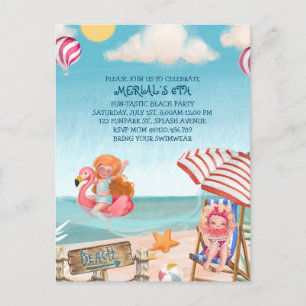 Carte Postale Amusement Summer Beach Anniversaire Fête Invitatio