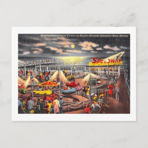 Carte Postale Amusements, Heights Balnéaires, New Jersey Vintage