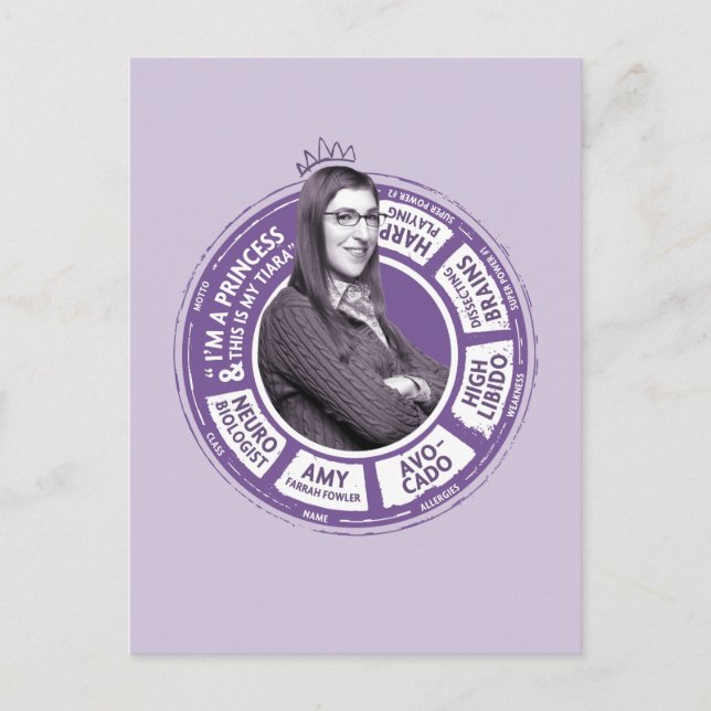 Carte Postale Amy Farrah Fowler - Graphique d'informations (Devant)
