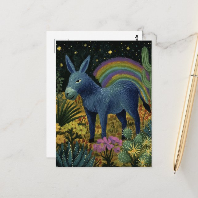 Carte Postale An adorable donkey in the desert (Devant/Arrière en situation)