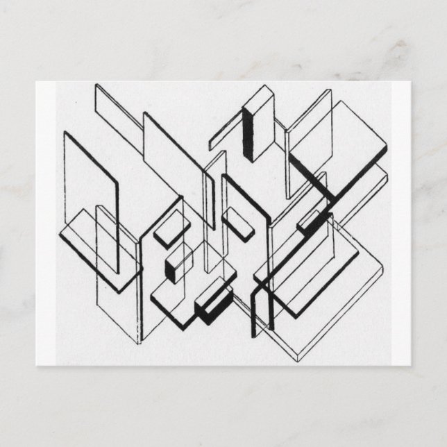 Carte Postale Analyse architecturale par Theo van Doesburg (Devant)