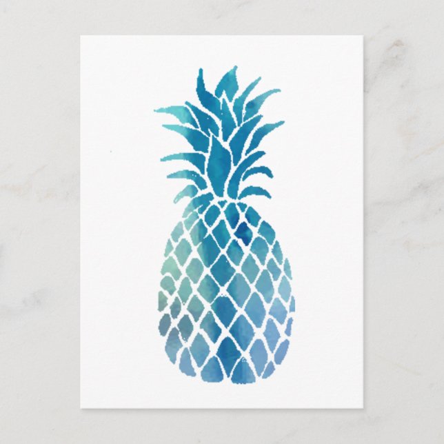 Carte Postale ananas bleu (Devant)
