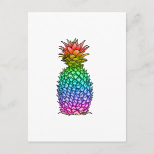 Carte Postale Ananas coloré arc-en-ciel