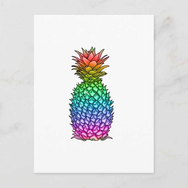 Carte Postale Ananas coloré arc-en-ciel (Devant)