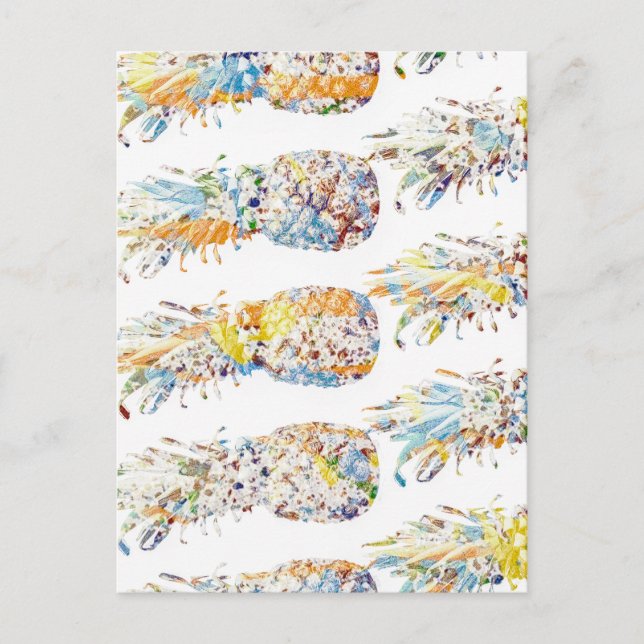 Carte Postale Ananas coloré Imprimer (Devant)