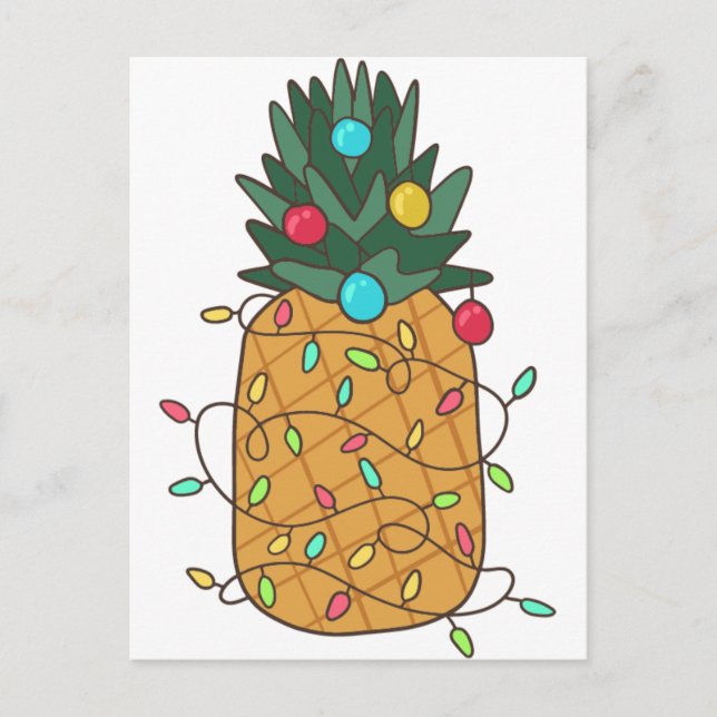 Carte Postale Ananas de Noël tropical (Devant)
