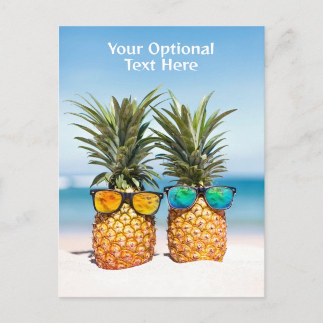 Carte Postale Ananas de plage de texte personnalisé (Devant)