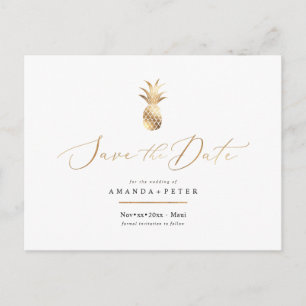Carte Postale Ananas en or Faux Enregistrer la date