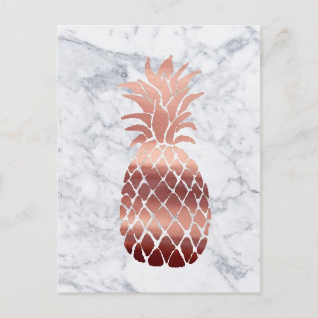 Carte Postale Ananas en or rose sur marbre (Devant)