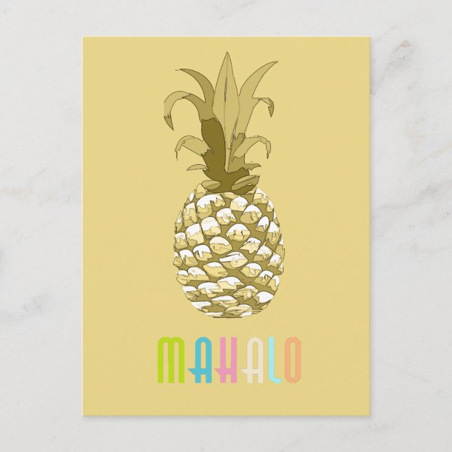Carte Postale Ananas Gold Mahalo ID239 (Devant)