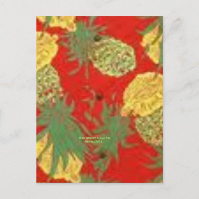 Carte Postale Ananas Mainia (Aloha Vintage) (Devant)