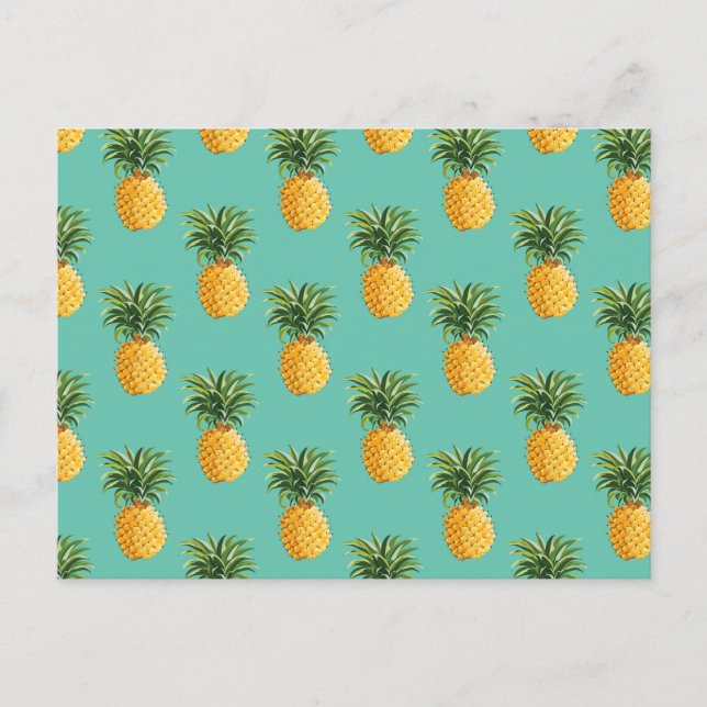 Carte Postale Ananas Tropical Sur Turquoise (Devant)