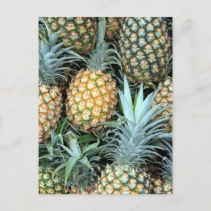 Carte Postale Ananas turquoise, vert et doré hawaïen