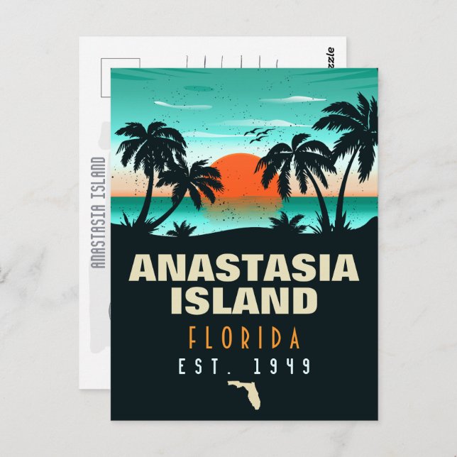 Carte Postale Anastasia Island Florida Retro Sunset Souvenirs (Devant / Derrière)