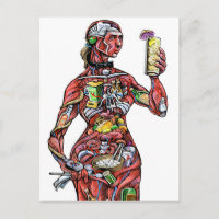 Carte postale Anatomie du barman (femelle)