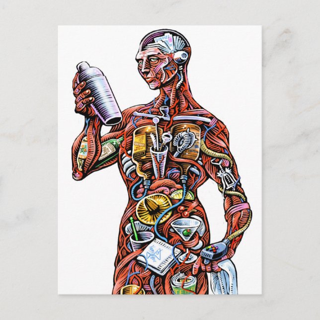 Carte postale Anatomie du barman (homme) (Devant)