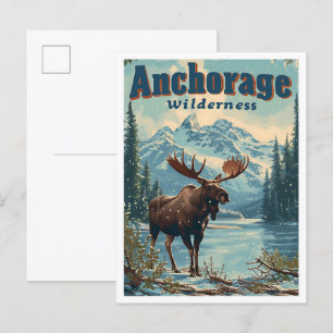 Carte Postale Anchorage Alaska Vintage Art Illustration de voyag