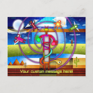 Carte Postale Ancien astronaute Alien Angel