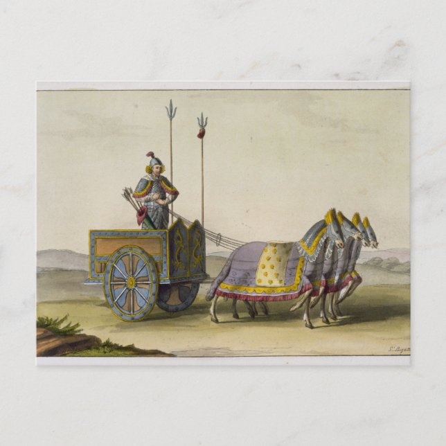 Carte Postale Ancien Chariot de guerre chinois, de 'Le Costume A (Devant)