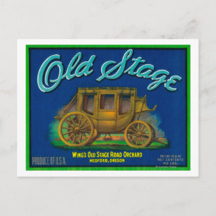 Carte Postale Ancien Étiquette de fréquence de poire Medford, OU