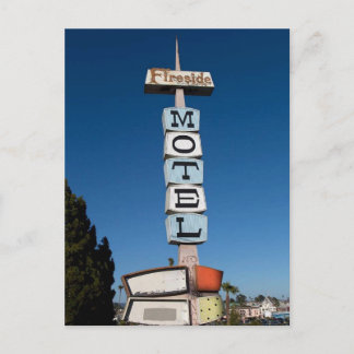 Carte Postale Ancien panneau pour Fireside Inn Motel, Père Noël