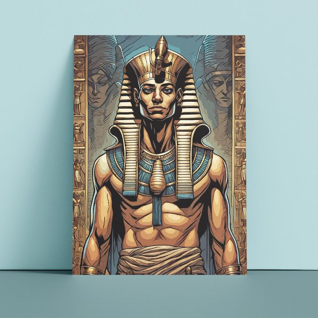 Carte Postale Ancien pharaon égyptien dans le temple (Créateur téléchargé)