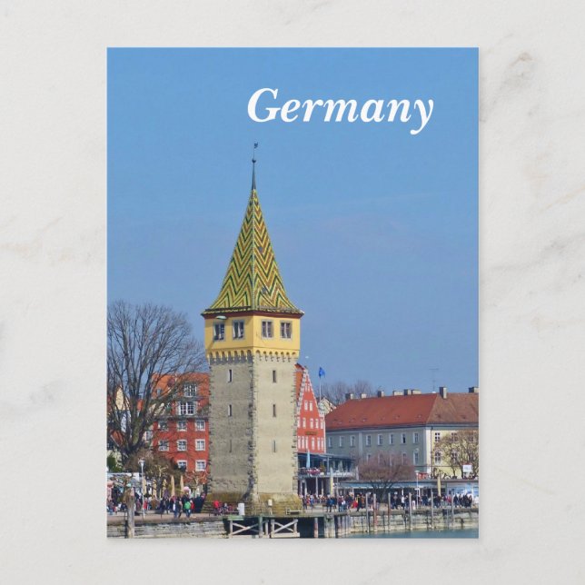 Carte Postale Ancien phare d'Allemagne à Lindau (Devant)