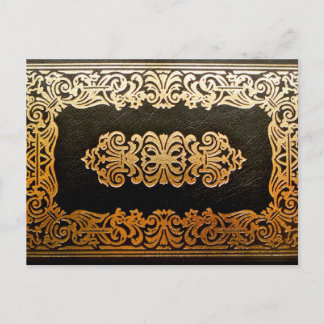 Carte Postale Ancienne couverture de livre en cuir