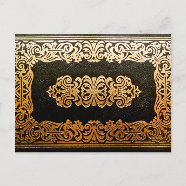 Carte Postale Ancienne couverture de livre en cuir (Devant)
