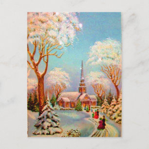Carte postale ancienne d'art de scène de neige d'é