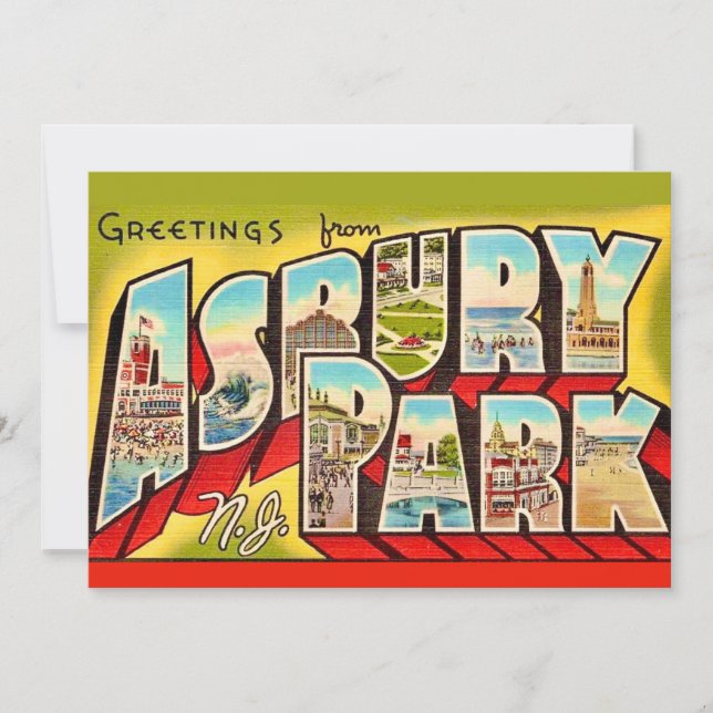 Carte postale ancienne d'Asbury Park NJ 5x7 (Devant)