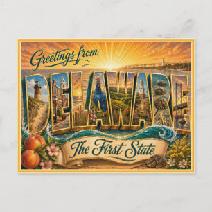 Carte postale ancienne de Delaware avec un message