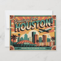Carte postale ancienne de Houston | Salutations de