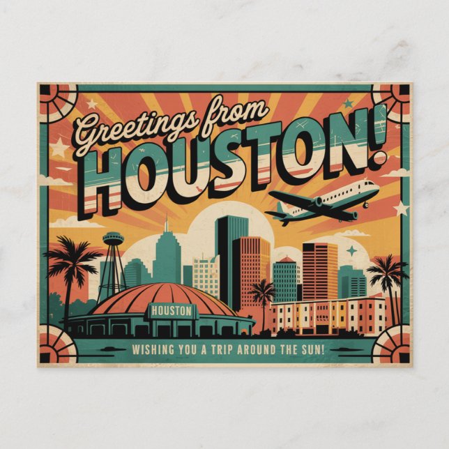 Carte postale ancienne de Houston | Salutations de (Devant)