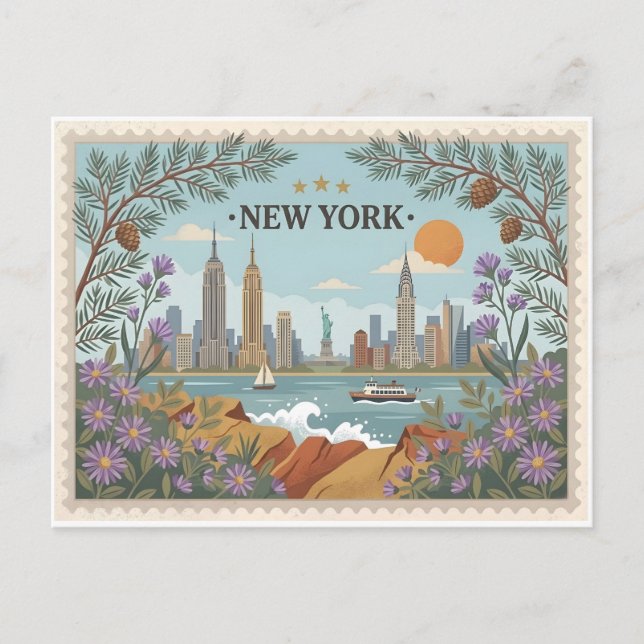Carte postale ancienne de la silhouette de New Yor (Devant)