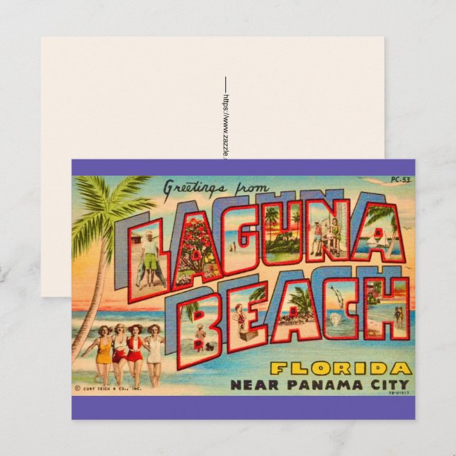 Carte postale ancienne de Laguna Beach FL (Devant / Derrière)