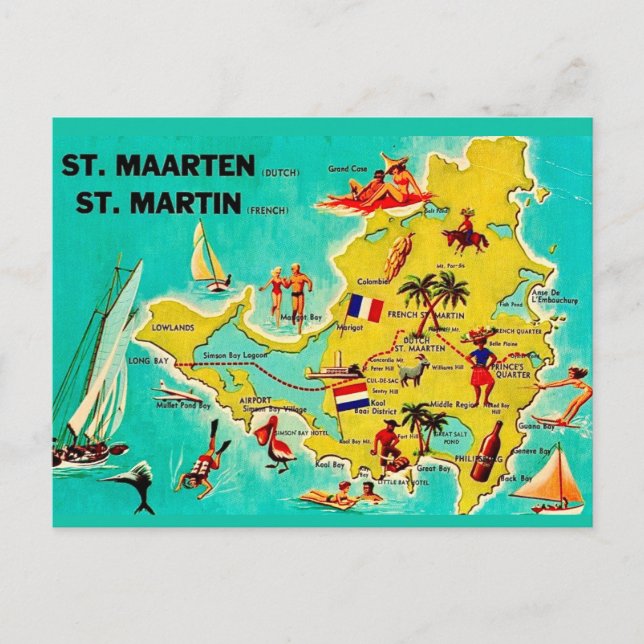 Carte postale ancienne de l'île Saint-Martin (Devant)