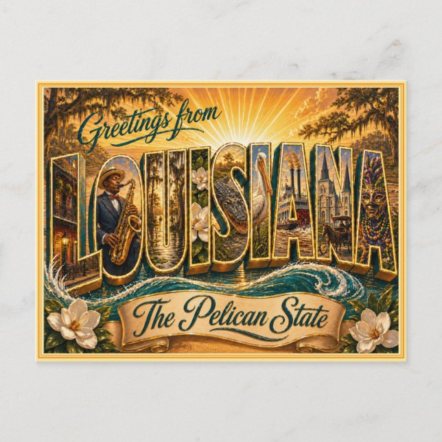 Carte postale ancienne de Louisiane avec un messag (Devant)