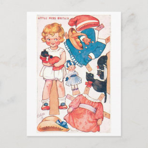 Carte postale ancienne de poupée en papier -- Peti
