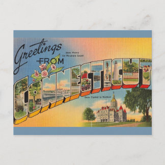 Carte postale ancienne de salutation du Connecticu