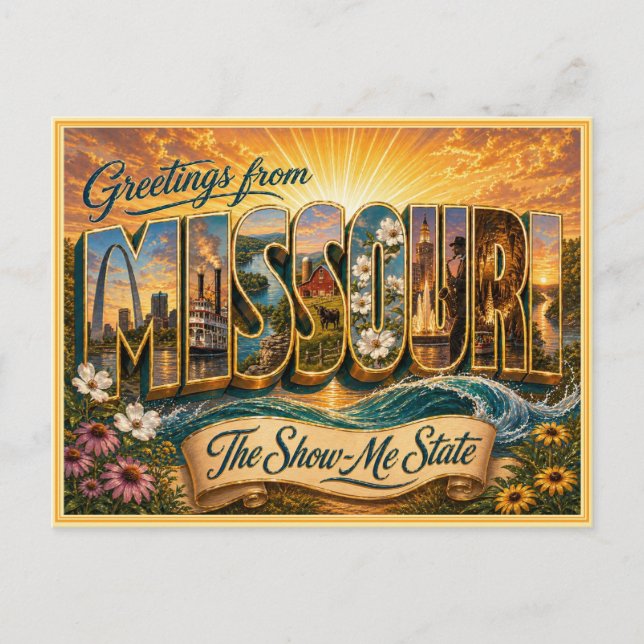 Carte postale ancienne de salutations du Missouri (Devant)