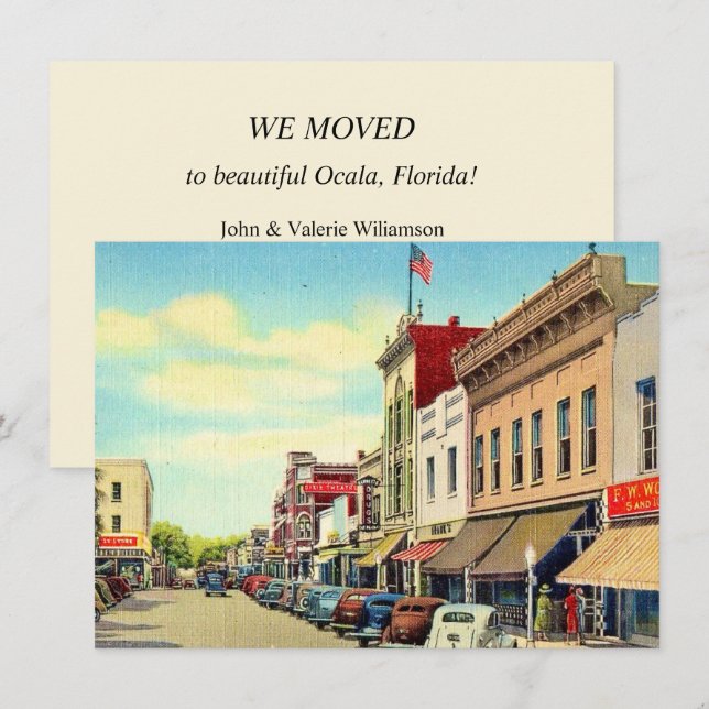 Carte postale ancienne d'Ocala - Annonce de déména (Devant / Derrière)
