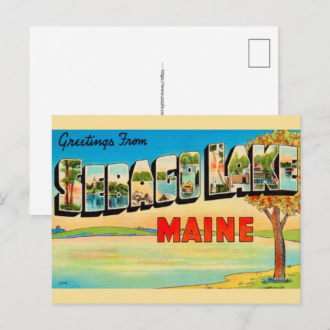 Carte postale ancienne du lac Sebago (Devant / Derrière)