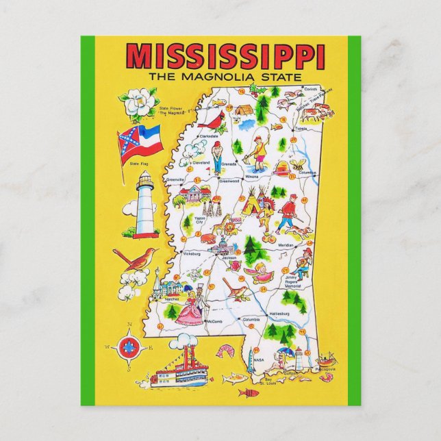 Carte postale ancienne du Mississippi (Devant)