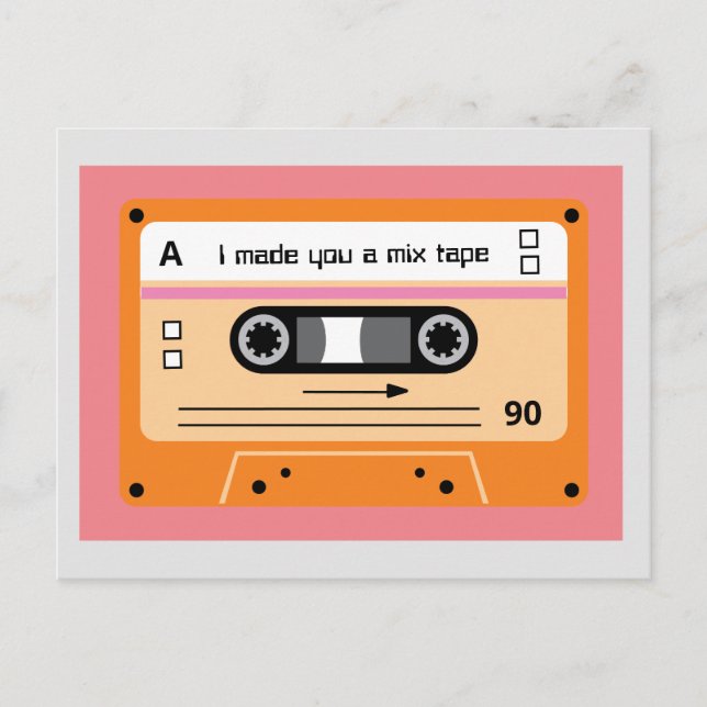 Carte Postale Ancienne École Mix Bande Cassette Orange (Devant)
