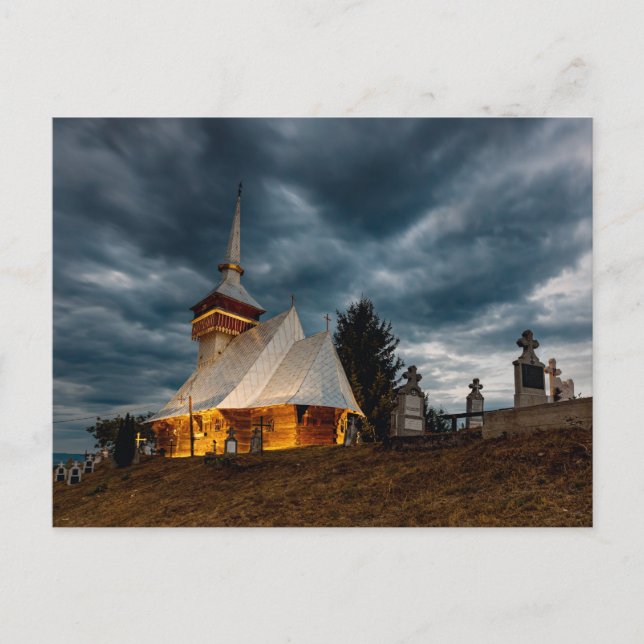 Carte Postale Ancienne église en bois de Chiscau en Roumanie (Devant)